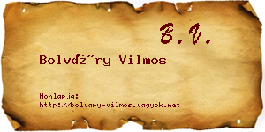 Bolváry Vilmos névjegykártya